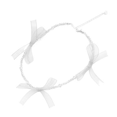 Imagem de Misright Colar de contas de cristal laço fita gargantilha colar laço corrente clavícula colares colar curto joias, one size, Resina, Sem Pedra Preciosa