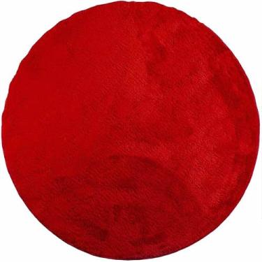 Imagem de Tapete Redondo 1,20m Quarto Sala Escritório Pelo Macio. (Vermelho)