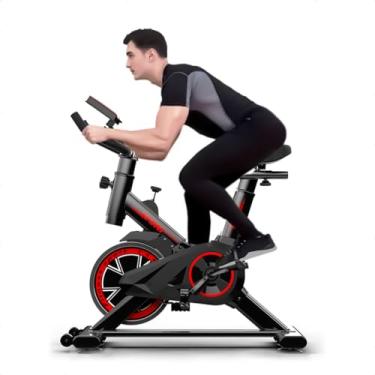 Imagem de Bicicleta Spinning Ergométrica Silenciosa Ajustável MAX (Preto e Vermelho)