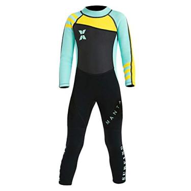 Imagem de Maiô térmico DIVE & SAIL infantil 2,5 mm de manga comprida com proteção UV, Verde, X-Large