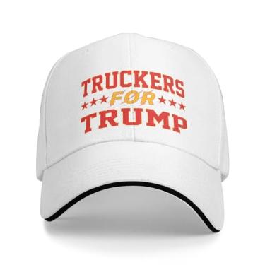 Imagem de Truckers for Trump 2024 Original Truckers Bonés Boné de Beisebol Ajustável para Homens/Mulheres Boné de Caminhoneiro Branco, Branco, G