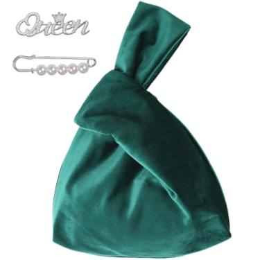 Imagem de Zoranala Bolsas de pulso clutch para mulheres - bolsas de veludo com nó para noite de casamento, formatura, bolsas formais para noite, Verde escuro