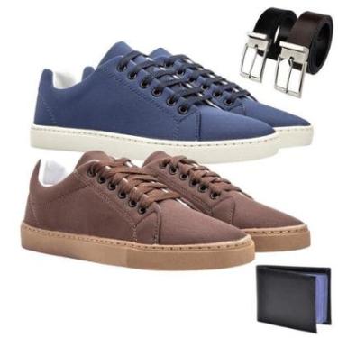 Imagem de Kit 2 Sapatênis Rosa Helena Casual + Cinto + Carteira Moda Masculina-Masculino