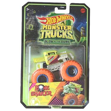 Imagem de Carrinho Hot Wheels Monster Trucks Brilha no Escuro Bone Shaker