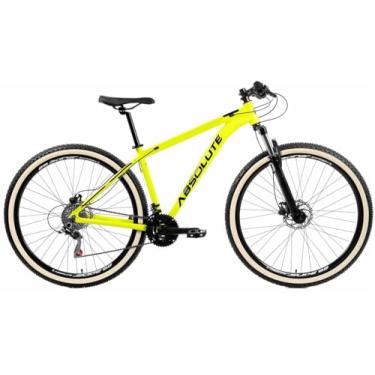 Imagem de Bicicleta 29 Absolute Nero 4 Em Aluminio 6061 Relação 1x9V Pedivela Single Coroa Unica Freio Hidraulico e Garfo de Suspensão 100mm de cursor com Trava no Ombro,21,Amarelo Neon