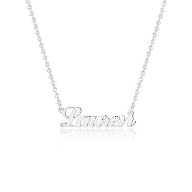 Imagem de Hidepoo Colar com nome personalizado – Colar com pingente de nome de aço inoxidável, corrente delicada com nome de letra, joias personalizadas, presentes para mulheres, Metal