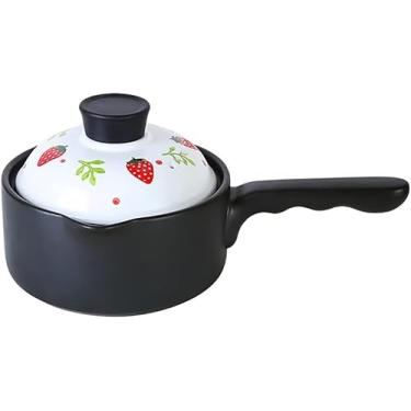 Imagem de Pote de barro para cozinhar pote de guisado de terracota pote de caçarola de argila com tampa, caçarola de sopa de cerâmica pote de leite pote de tagine, pote de leite de 1,6l