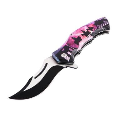 Imagem de Canivete de bolso Cowboy Riders, aço inoxidável | Ferramenta durável e fabricada com precisão com design ocidental deslumbrante - perfeita para transporte diário, aventuras ao ar livre e