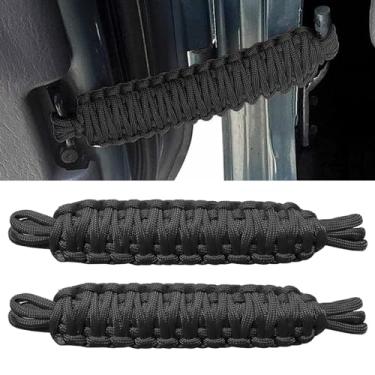 Imagem de UGSHY 2 peças de alças limitadoras de porta de carro, localizador de alças tecidas à mão paracord resistente, limitador de balanço de porta resistente à tração, compatível com acessórios interiores