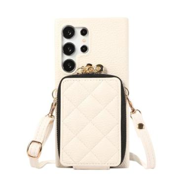 Imagem de Cartões de zíper de luxo Solt crossbody carteira de couro capa para Samsung Galaxy S24 Ultra S23 Plus S22 A55 A15 A35 A25 A05 A05S A14 A24 A54, branco, para Samsung A25