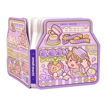 Imagem de Joucien Linda caixa de bebidas de desenho animado, livro de contas de mão, coração feminino, caderno de grade requintado - suco de uva (Roxo)