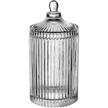 Imagem de Potiche Decorativo Bomboniere Redondo Home&co Com Tampa Vidro 23x10x10cm Transparente