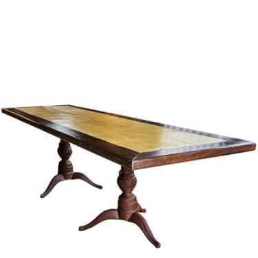 Imagem de Mesa de Jantar com Tampo Bicolor e 2 Pés de Ferro 2,7x0,8 m