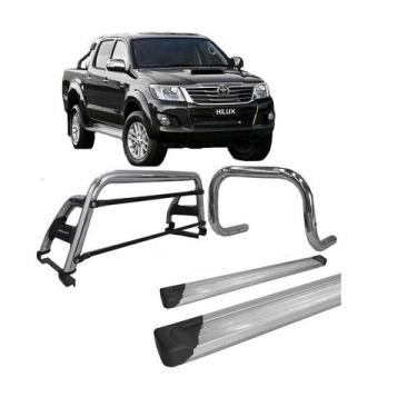 Imagem de Kit Quebra Mato Estribo Plataforma Santo Antônio H2 Hilux 05/15 Cromad