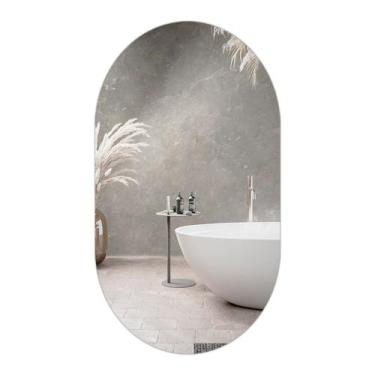 Imagem de Espelho Oval Grande Lapidado Decorativo Moderno Sala Banheiro Quarto -