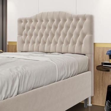Imagem de Cabeceira Estofada Decorativa Pollux 160 para Cama Queen Sued Bege Ara