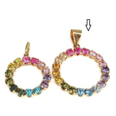 Imagem de Pingente de ouro 18k Redondo com Pedras - Elegancy Joias