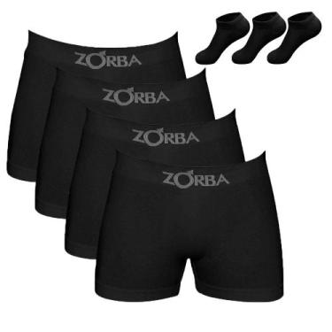 Imagem de Kit 4 Cuecas Boxer Zorba Algodão 781 + 6 Pares de Meias PT - LUPO, Sor