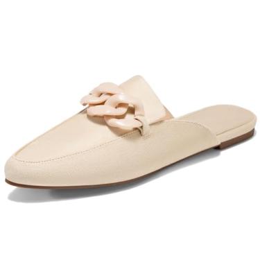 Imagem de Juliet Holy Mocassins femininos Mules Flats bico fino frente única sem cadarço de corrente de metal, Corrente de plástico - areia, 40