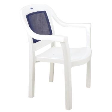 Imagem de Cadeira Tramontina Miami Polipropileno Branco Tela Azul Escuro