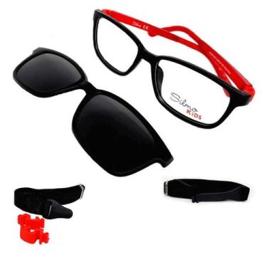 Imagem de Óculos Infantil Silmo e Clip on SK261253 Preto e Vermelho - Silmo Kids