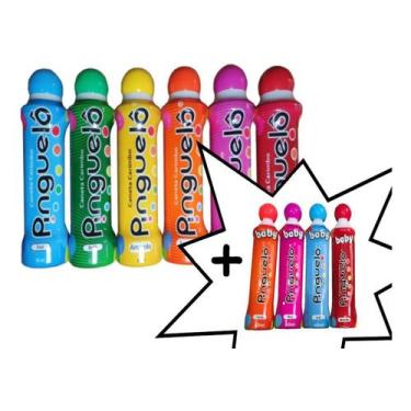 Imagem de Caneta Bolinha Pinguelô 80ml Kit Com 6 + Kit 4 Bolinha Baby