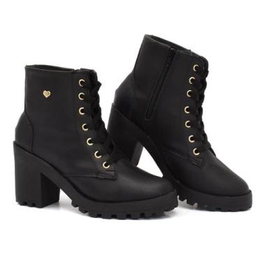 Imagem de Bota Coturno Feminina de Salto Alto e Cano Baixo Estilosa e Muito Conf