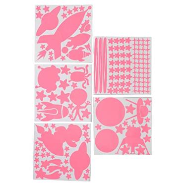 Imagem de Adesivos de Teto Brilhantes, Decoração Fácil de Remover, Tema de Nave Espacial à Prova d'água que Brilha No Escuro Decalques para Sala de Jogos (Rosa)