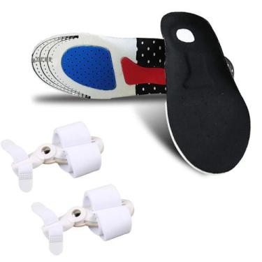 Imagem de Kit com Par Palmilha Ortopédica Preta 41-46 + Par Corretor de Joanete 