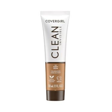 Imagem de COVERGIRL Maquiagem de base invisível limpa, acabamento natural orvalhado e brilhante, cobertura montável, aparência suave semelhante à pele, vegana, tawny, 30 ml