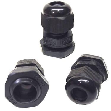 Imagem de Kit 10 Prensa Cabo PG9 Nylon com Vedação IP68 Fio Preto - 3MAJ