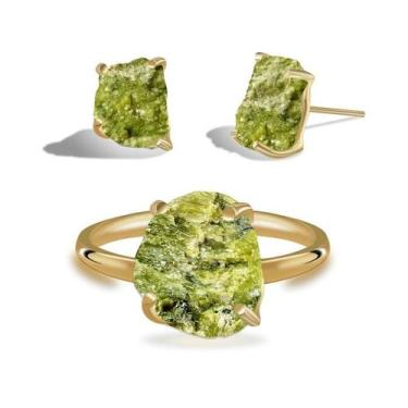 Imagem de Conjunto de Serpentinita - Cristal Natural, Prata 925