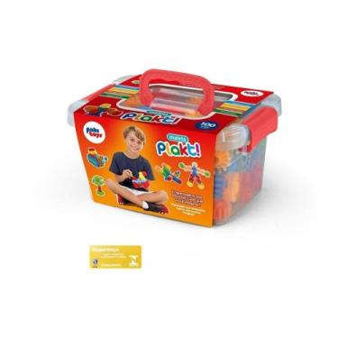 Imagem de Maleta Plakt 100 Pecas Pakitoys para Montar e Encaixar com Formato Eng