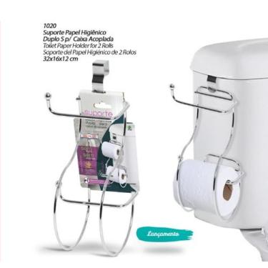 Imagem de kit 2 Suporte Duplo Porta Papel Higiênico Caixa Descarga Acoplada - Ni