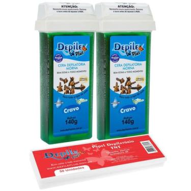 Imagem de 2 Roll-on Cera Depilatória Cravo + Papel Depilatório 50 Fls - Depile P