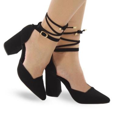 Imagem de Scarpin Salto Médio Grosso Bico Fino P40 - Modarpe, Preto, 38