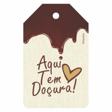 Imagem de 100 Tags Decorativas Aqui Tem Doçura Chocolate 5x8cm  - KARDOS