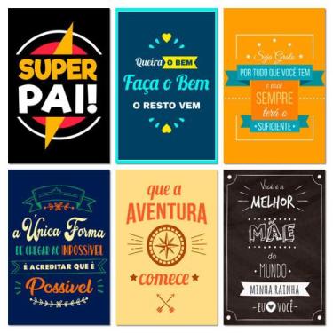 Imagem de Kit 6 Placas Decorativas Frases Pai Mãe 20x30 cm Mdf - Art Print