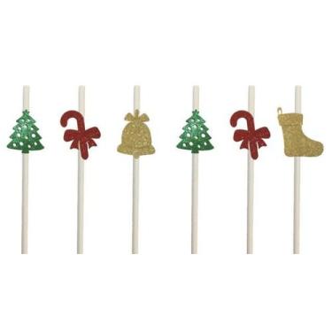 Imagem de 6 Canudos Drink Natalinos Feliz Natal Sortido EVA Vivarte - Inspire su