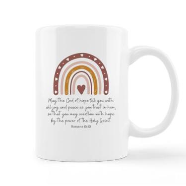 Imagem de kunlisa Canecas Cristãs Boho para Mulheres – Presentes Cristãos Inspiradores para Mulheres Fé, Romanos 15:13, Caneca de Escritura Versículo da Bíblia, Caneca Religiosa, Presentes de Versículo da