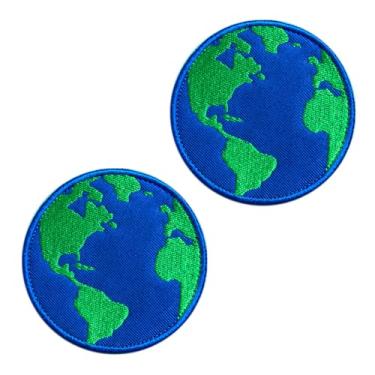 Imagem de 2 peças emblema de bandeira azul da terra bordado militar tático gancho e laço aplique emblema engraçado para roupas, jeans, bonés, chapéus, mochilas, jaqueta, colete, bolsas