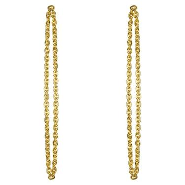 Imagem de Beistle 2 peças de colares de corrente hip hop de plástico dourado de 101,6 cm para lembrancinhas de festa temática dos anos 80, acessórios de fantasia dos anos 90, comemorando com você desde 1900