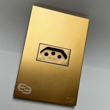 Imagem de Conjunto Tomada 10a 20a 4x2 Dourada Fosco Interruptor Simples Paralelo