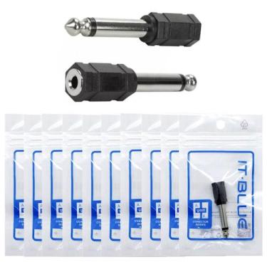 Imagem de Kit 10 Adaptador P10 P2 p/Caixa Som e Áudio Auxiliar Revenda - Desconh