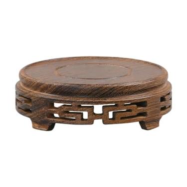 Imagem de UxicRuya Suporte de exibição de ornamentos redondo de madeira para plantador, suporte para aquário, pedestal para vasos de flores para casa, S