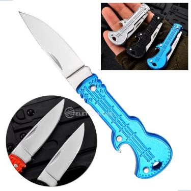 Imagem de Canivete Chaveiro Guitarra Multifuncional em Aço Lâmina Dobrável e Abr