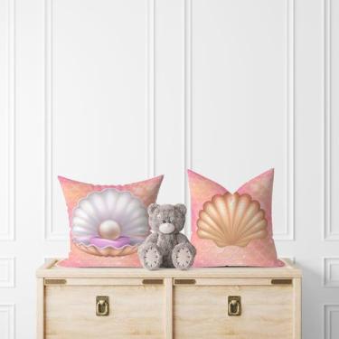 Imagem de Kit 2 Almofadas Com Enchimento Infantil Concha Escamas Rosa - Core Dec