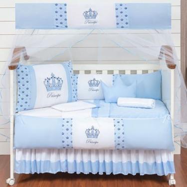 Imagem de Kit berço coroa para bebes com lençol e edredom 12 peças preço baixo -