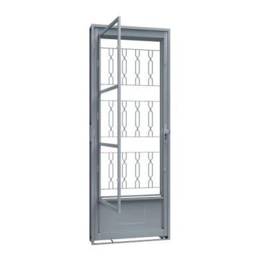 Imagem de Porta de Giro de Aço com Postigo 215 x 85 x 12 cm Esquerda Grade Mosai