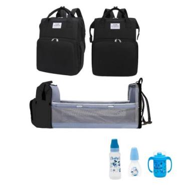 Imagem de Mochila Maternidade Que Vira Berço com 3 Mamadeira lolly - Living 